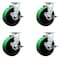 Service Caster 6 Inch Green Poly on Cast Iron Swivel Caster Set with Roller Bearings and Brakes SCC-20S620-PUR-GB-TLB-4 - alternate 1